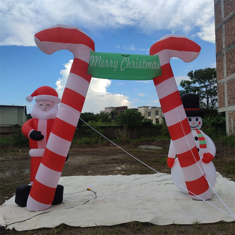 Inflatable Santa Claus and Snowman Arch