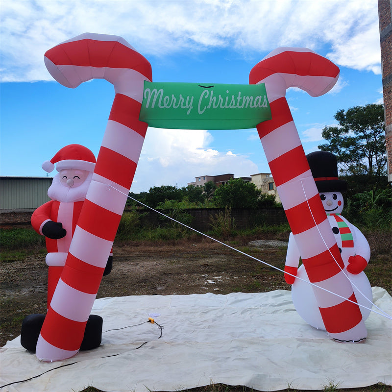 Inflatable Santa Claus and Snowman Arch