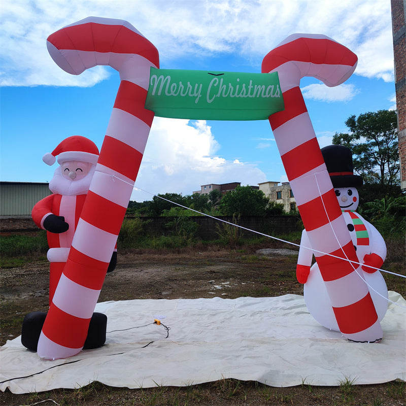 Inflatable Santa Claus and Snowman Arch