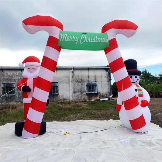 Inflatable Santa Claus and Snowman Arch
