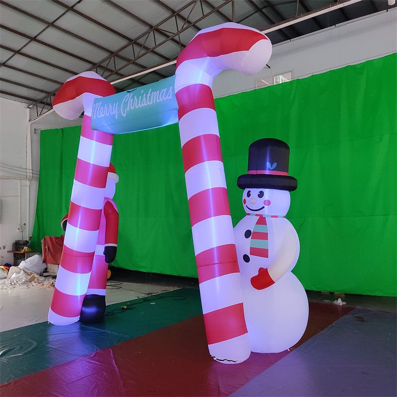 Inflatable Santa Claus and Snowman Arch