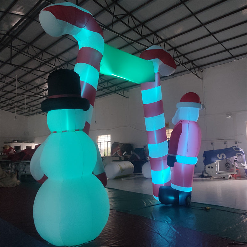 Inflatable Santa Claus and Snowman Arch