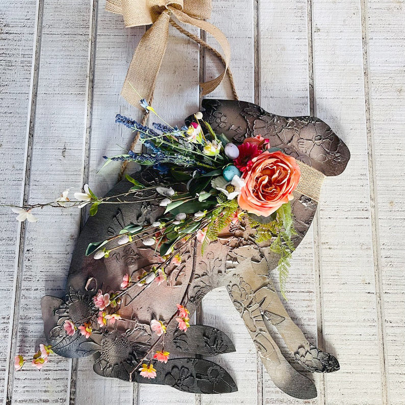 🐇Easter Bunny Wreath🐇 - Spring Wreath - Door Hanger with Embossed Pattern