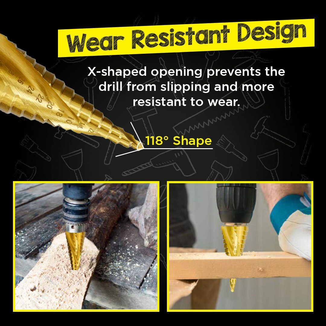 SHARPFEEL™ Titanium Coated Pagoda Shape Step Drill Bit