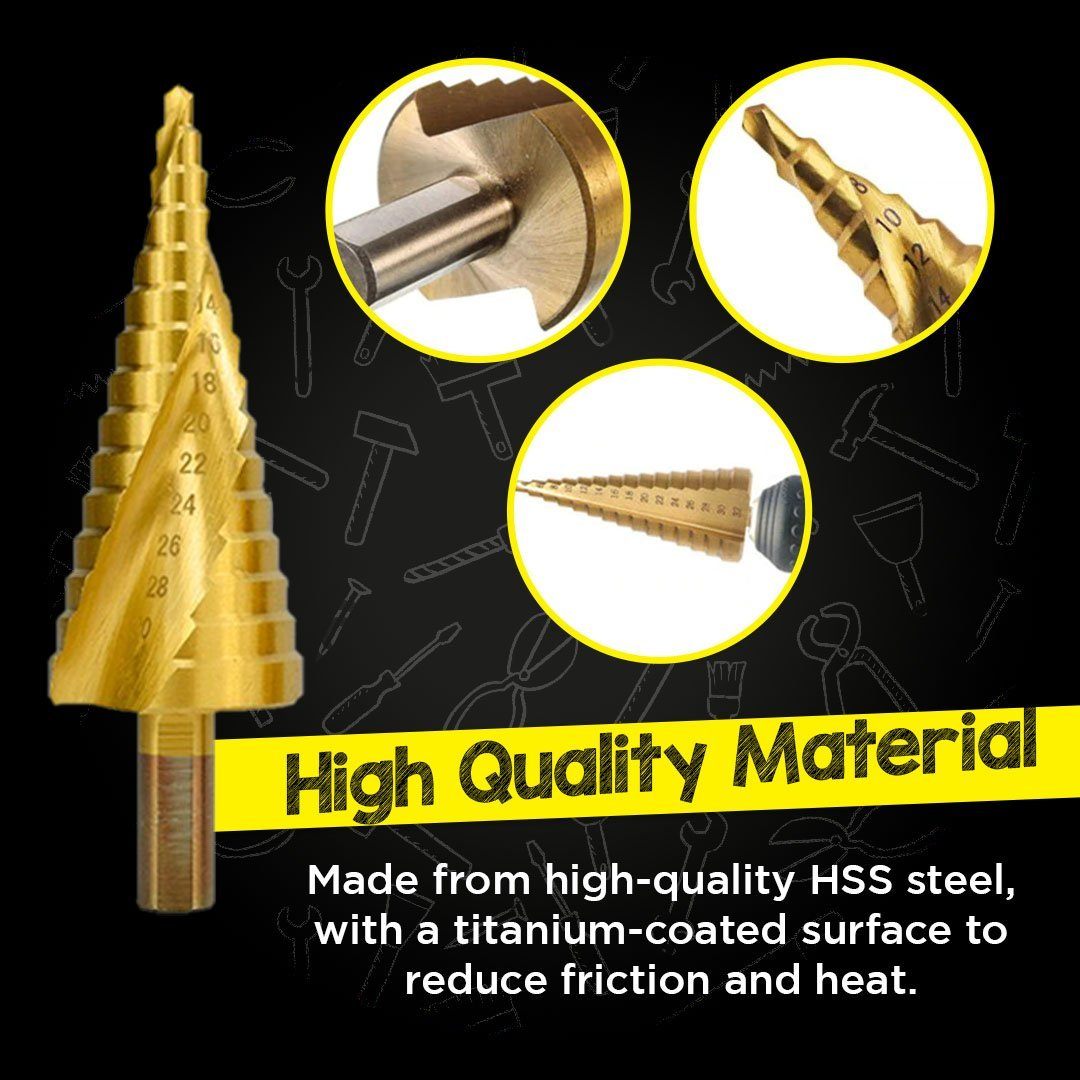 SHARPFEEL™ Titanium Coated Pagoda Shape Step Drill Bit