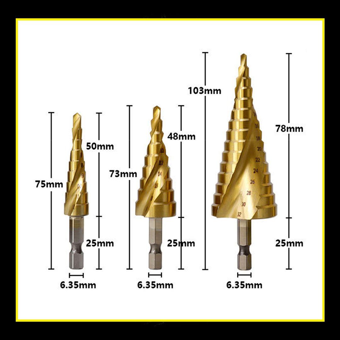 SHARPFEEL™ Titanium Coated Pagoda Shape Step Drill Bit