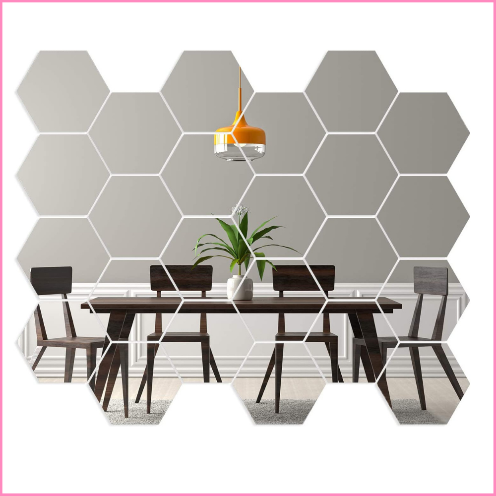 Acrylic 3D Hexagon Mirror Stickers - Silver