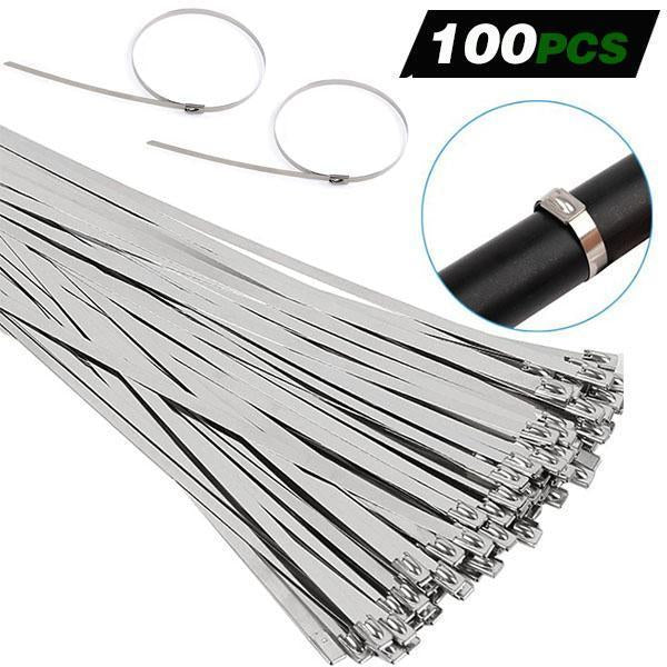 100PCS Multi-Purpose Locking Cable Metal Zip Ties