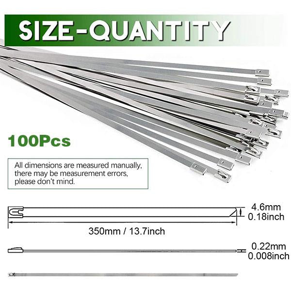 100PCS Multi-Purpose Locking Cable Metal Zip Ties