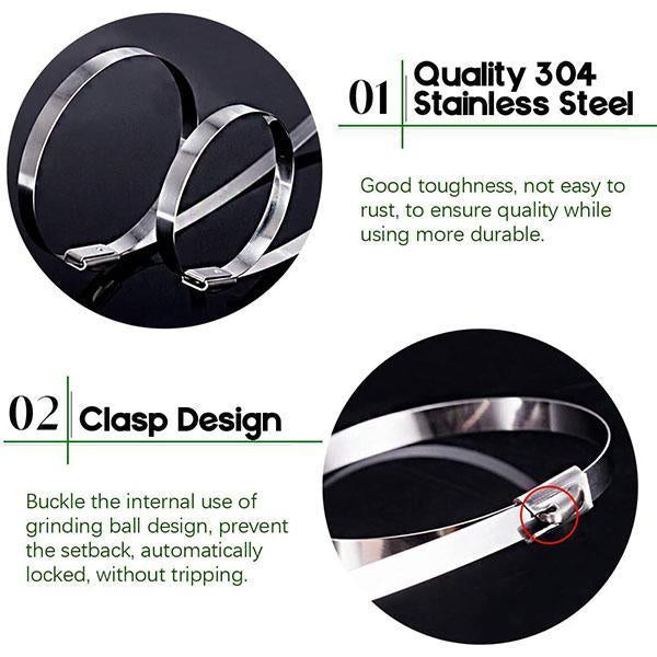 100PCS Multi-Purpose Locking Cable Metal Zip Ties