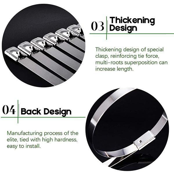 100PCS Multi-Purpose Locking Cable Metal Zip Ties