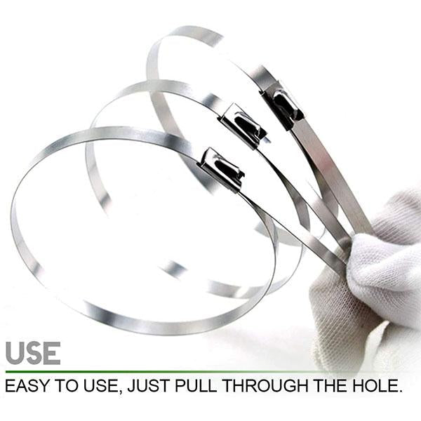 100PCS Multi-Purpose Locking Cable Metal Zip Ties