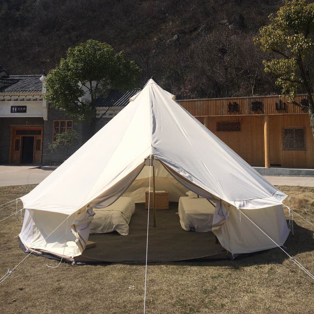 Outdoor Cotton Canvas Bell Tent for Family Travel Party and Hunting Camping Yurt Tent