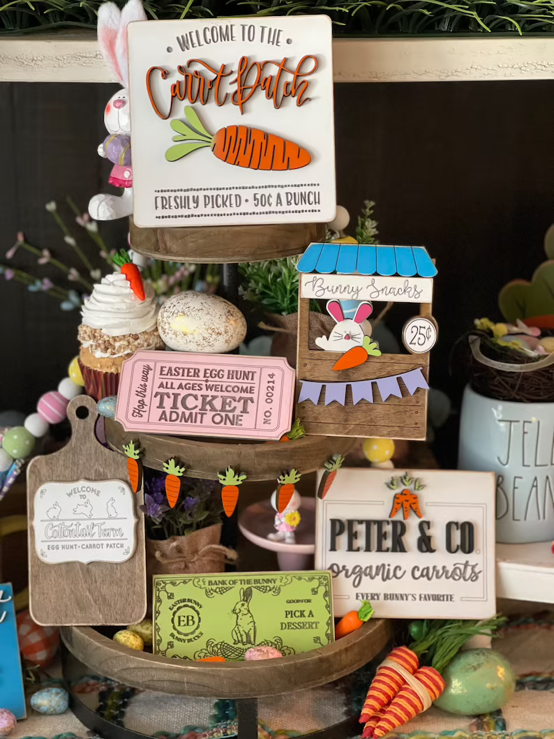 🐇Easter Bunny Tiered Tray Decor🐇, 3d mini sign