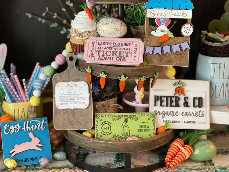 🐇Easter Bunny Tiered Tray Decor🐇, 3d mini sign