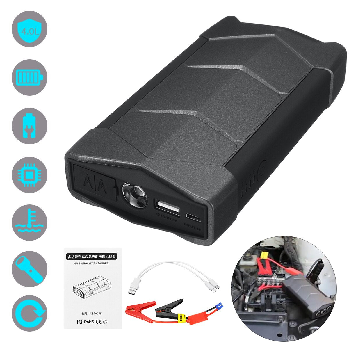 Mini Portable 12V 400A Car Jump Starter Battery Shipping from USA