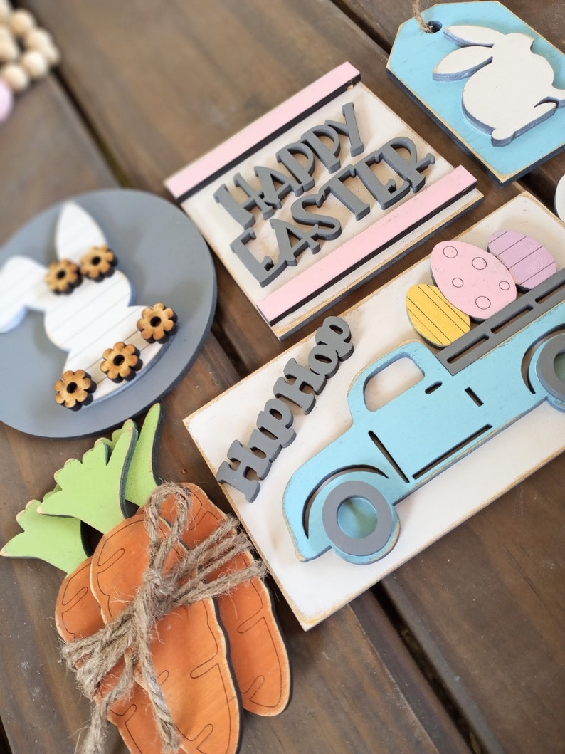 🐇Easter Tiered Tray Decor-easter bunny, rabbit-3d mini sign
