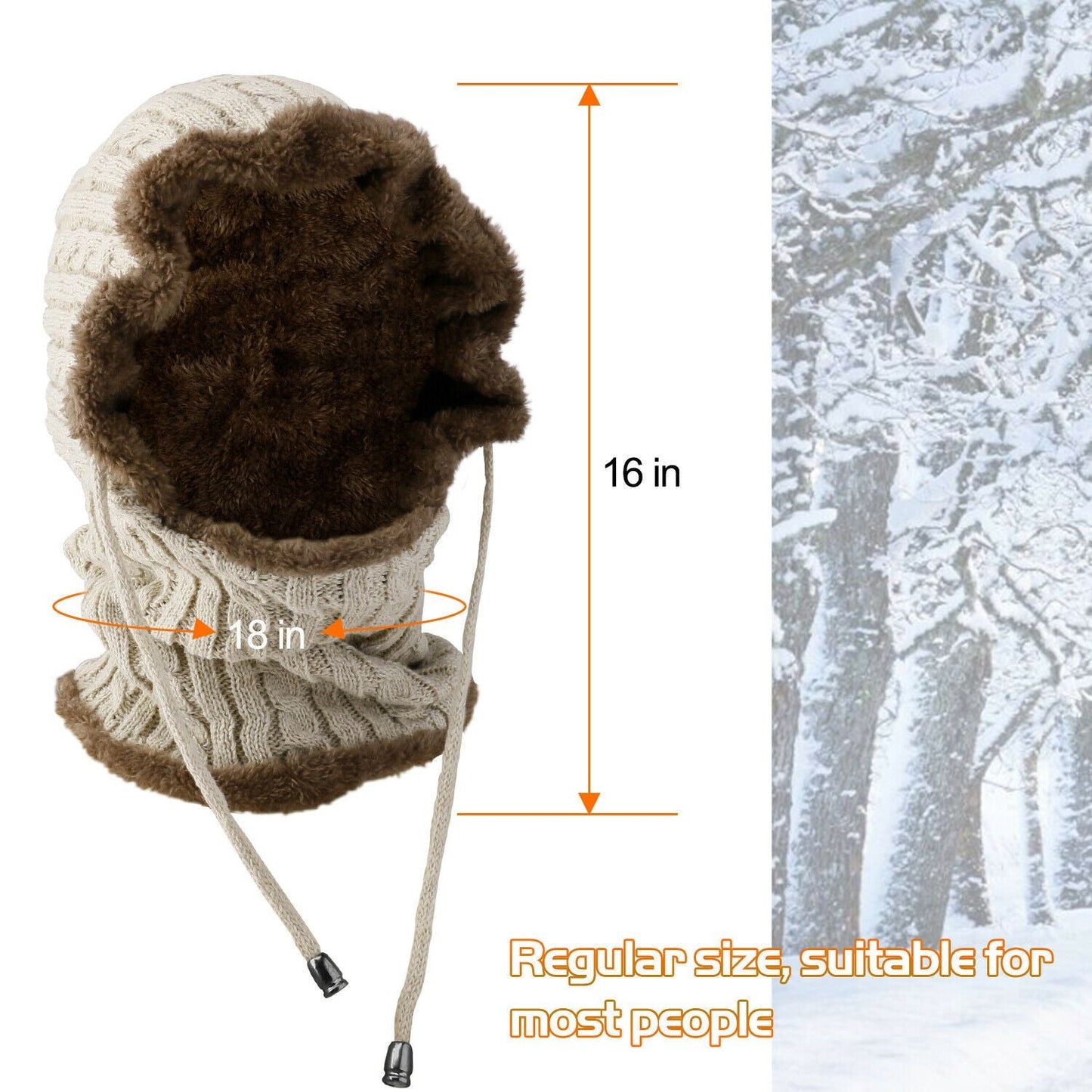 Women Men Winter Knit Beanie Hat Scarf Slouch Neck Warm Fleece Lined Skull Cap