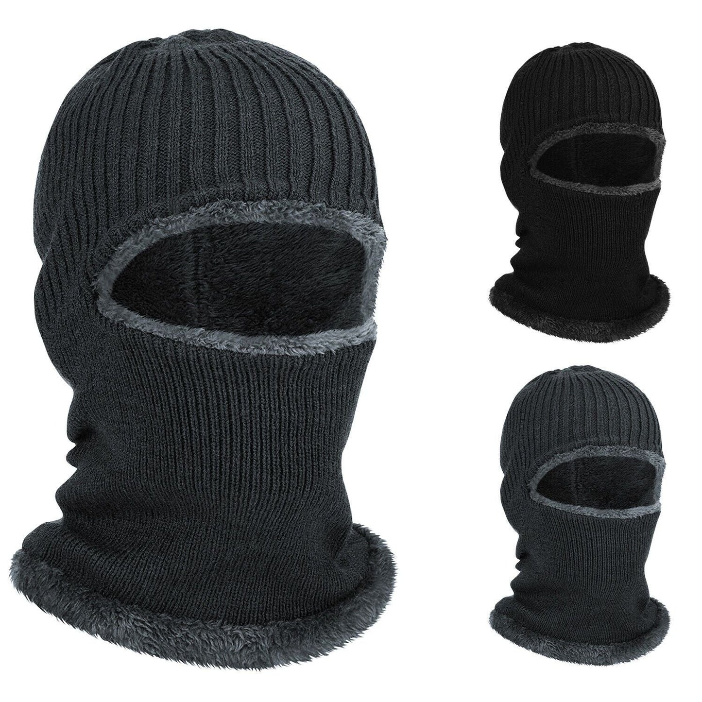 Women Men Winter Knit Beanie Hat Scarf Slouch Neck Warm Fleece Lined Skull Cap