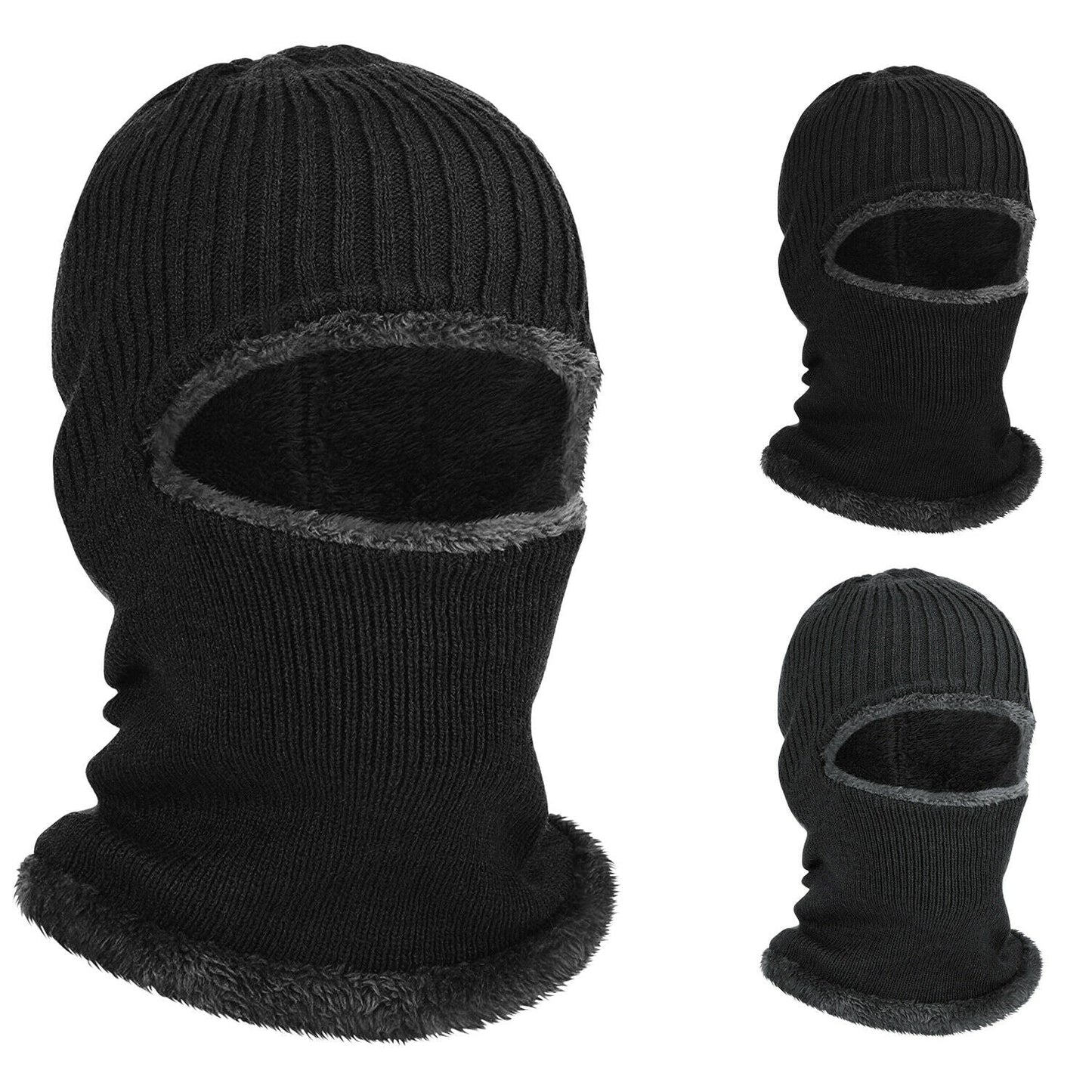 Women Men Winter Knit Beanie Hat Scarf Slouch Neck Warm Fleece Lined Skull Cap