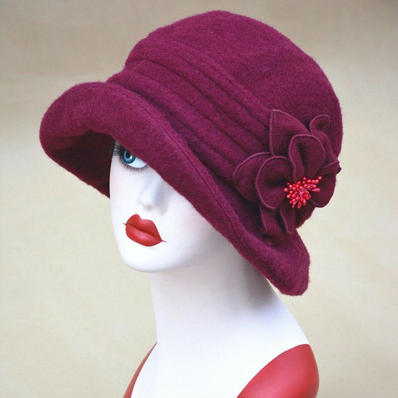 Womens Downton Abbey Style 1920s Wool Cloche Bucket Bonnie Hat Winter Cap