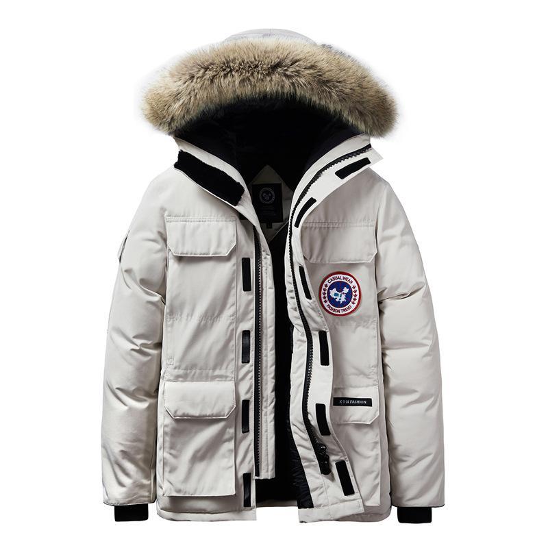 Warm Outdoor Hooded Jacket with Large Fur Collar