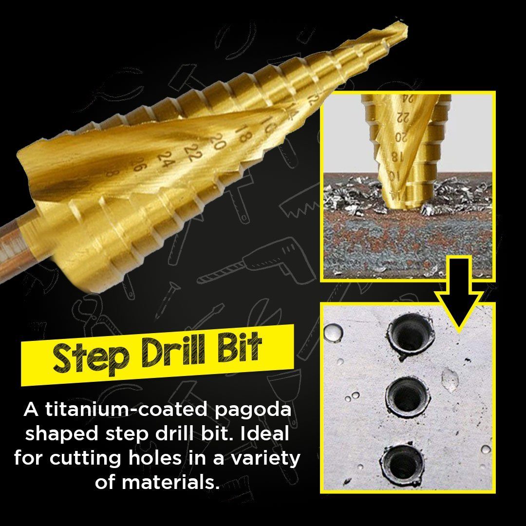 SHARPFEEL™ Titanium Coated Pagoda Shape Step Drill Bit