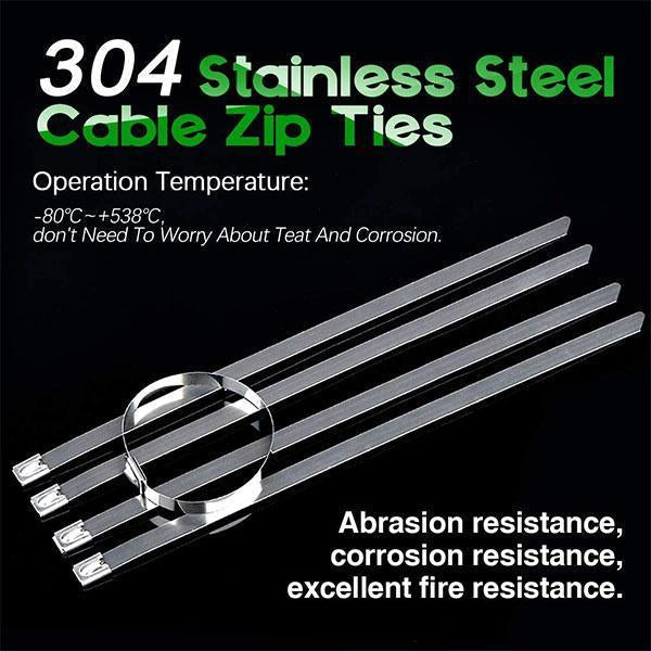 100PCS Multi-Purpose Locking Cable Metal Zip Ties