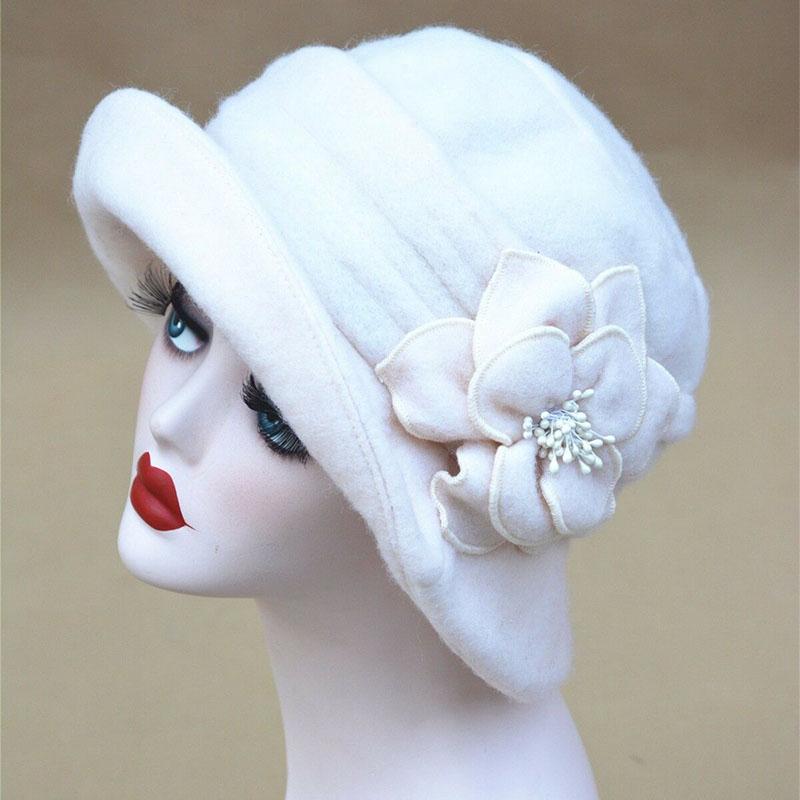 Womens Downton Abbey Style 1920s Wool Cloche Bucket Bonnie Hat Winter Cap