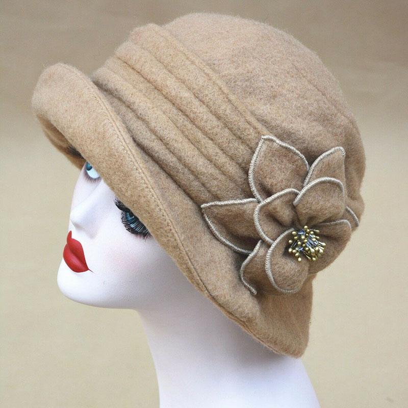 Womens Downton Abbey Style 1920s Wool Cloche Bucket Bonnie Hat Winter Cap