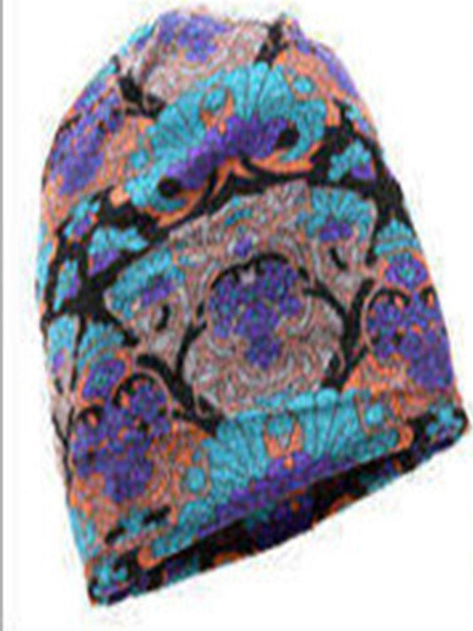 Vintage Multicolor Floral Printed Casual Knitted Hat