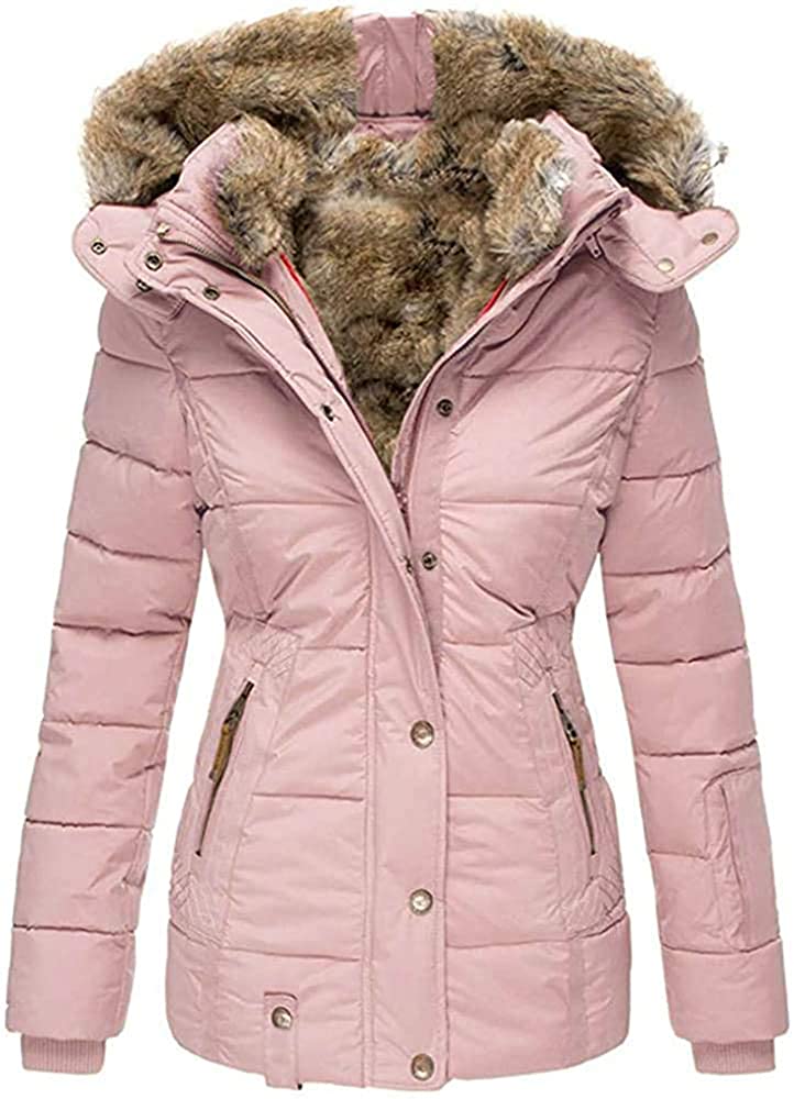 Winter Zipper Hooded Faux Fur Down Jacket Women's Jacket