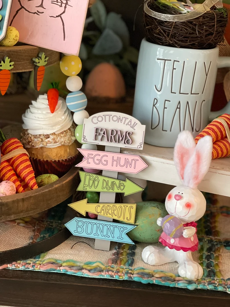🐰Easter Bunny Tiered Tray Decor, 3d mini signs