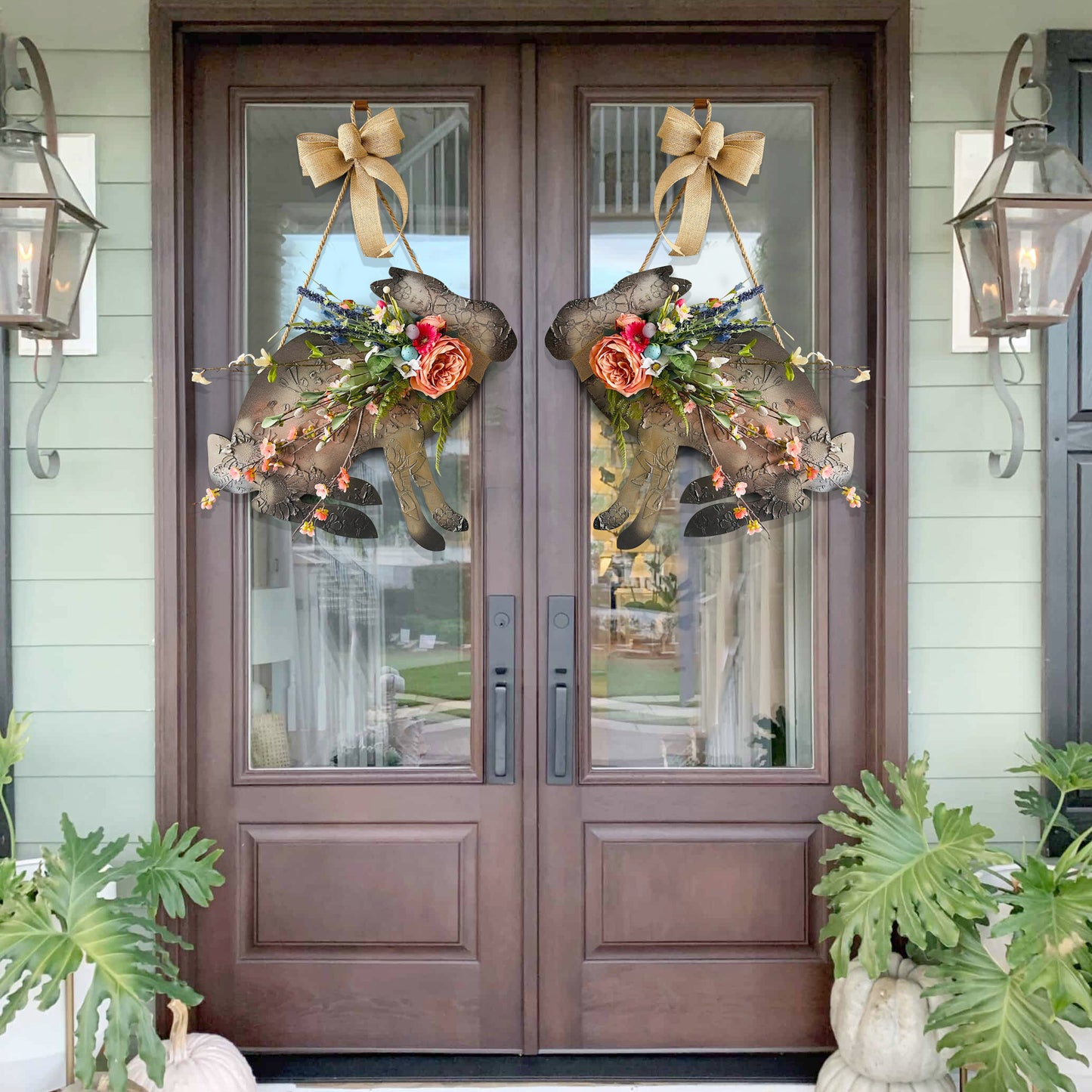 🐇Easter Bunny Wreath🐇 - Spring Wreath - Door Hanger with Embossed Pattern