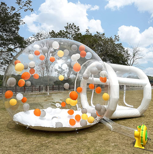 Party Inflatable clear bubble tent camping tent with tunnel white inflatable dome bubble house