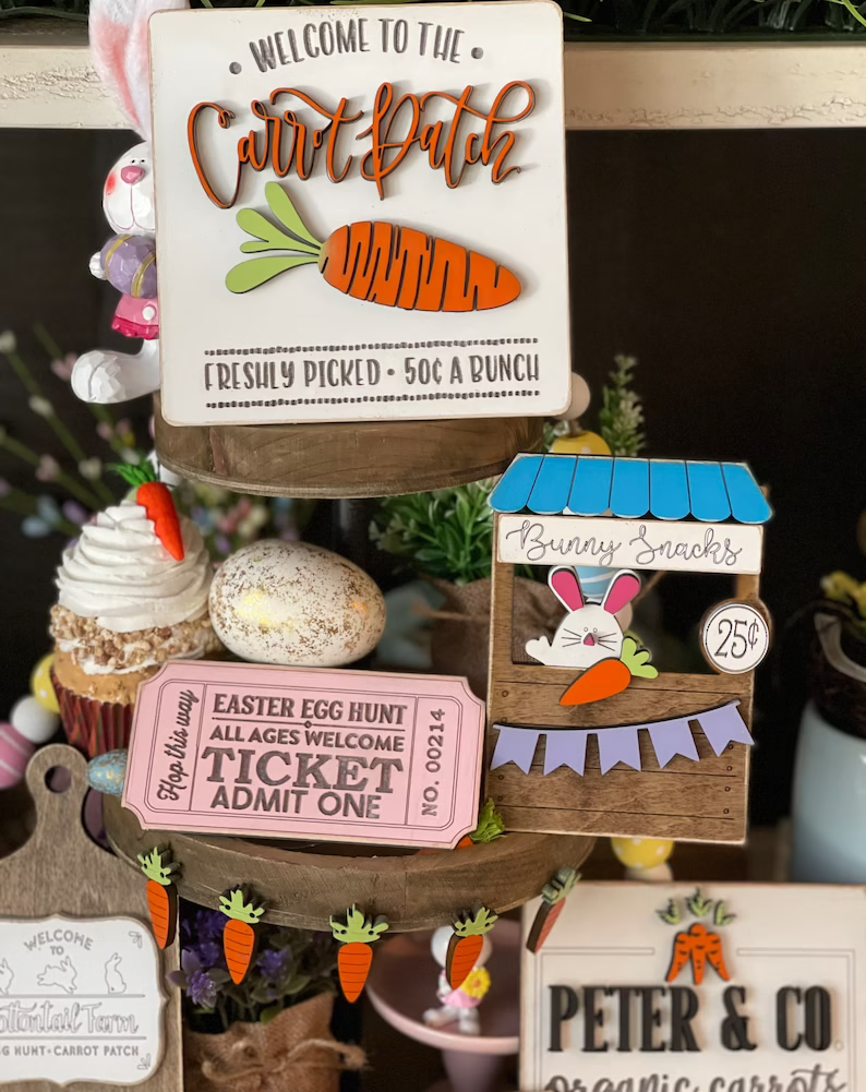 🐇Easter Bunny Tiered Tray Decor🐇, 3d mini sign