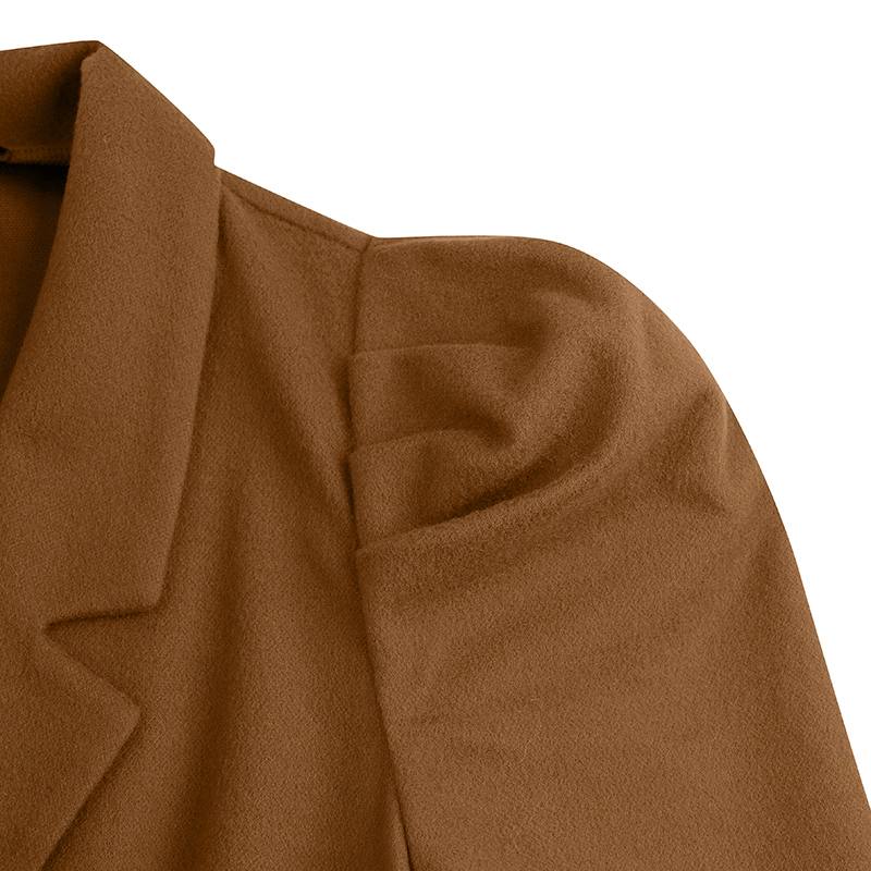 Wool Elegant Puff Sleeve Single-breasted Coat