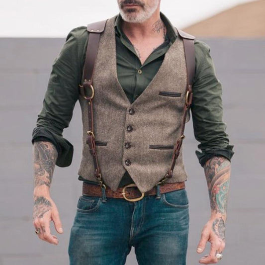 Wedding European Style Brand Men's brown vest