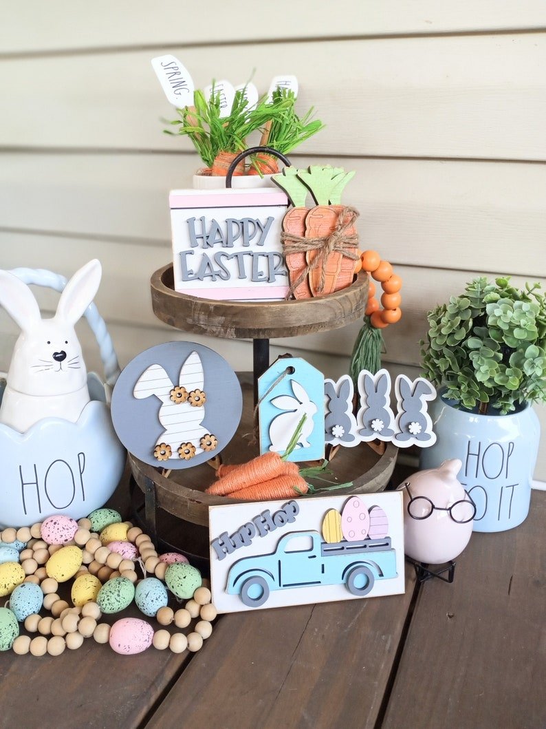 🐇Easter Tiered Tray Decor-easter bunny, rabbit-3d mini sign