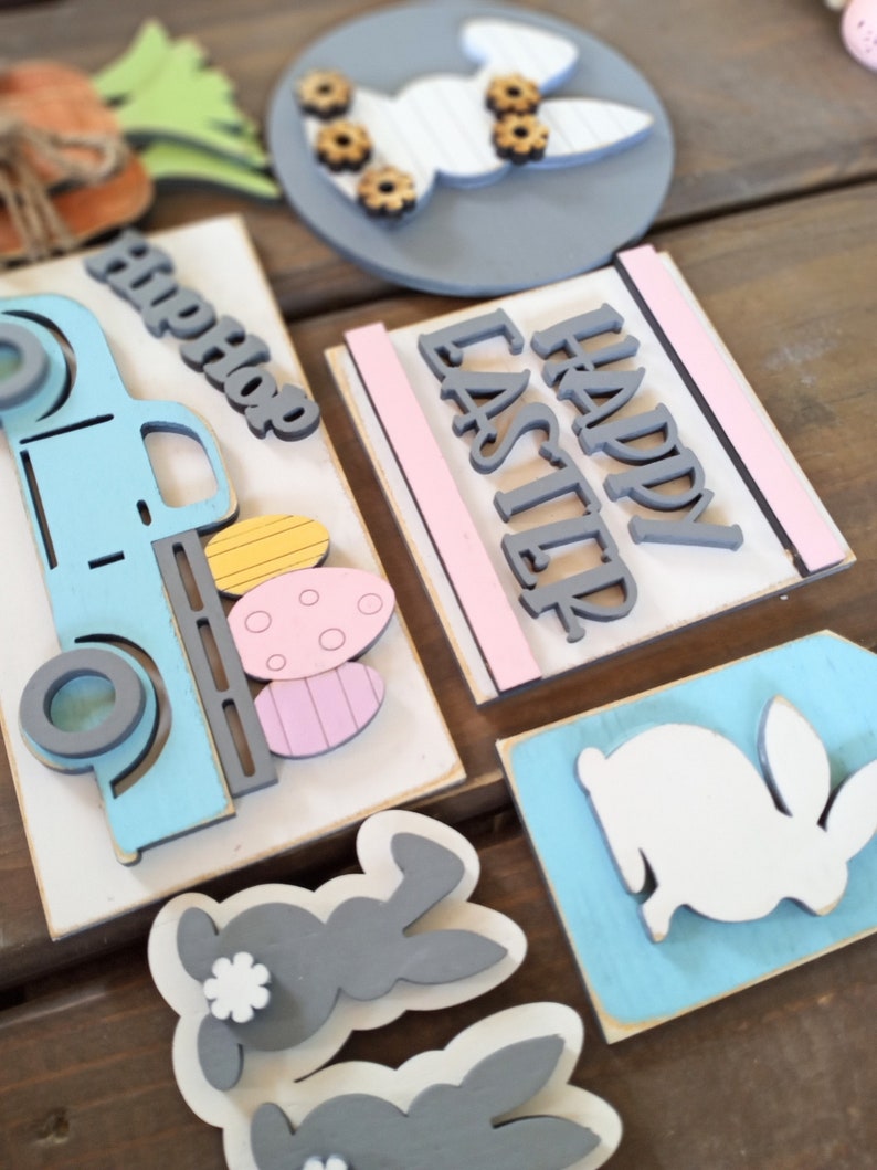 🐇Easter Tiered Tray Decor-easter bunny, rabbit-3d mini sign