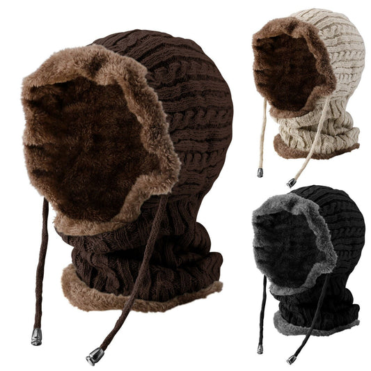 Women Men Winter Knit Beanie Hat Scarf Slouch Neck Warm Fleece Lined Skull Cap